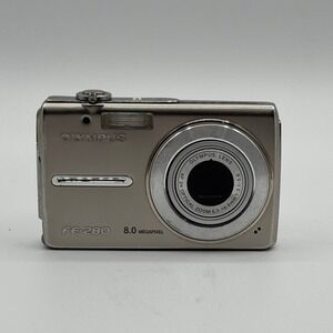 Olympus FE-280 Silver 8.0MP Digital Camera 3x Optical Zoom Vintage Digicam AS-IS